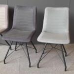 3x Eetkamerstoelen, mint/taupe/antraciet